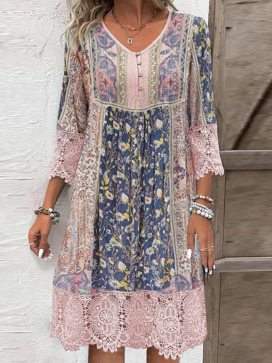 Greta™ | Boho-klänning med fina spetsdetaljer