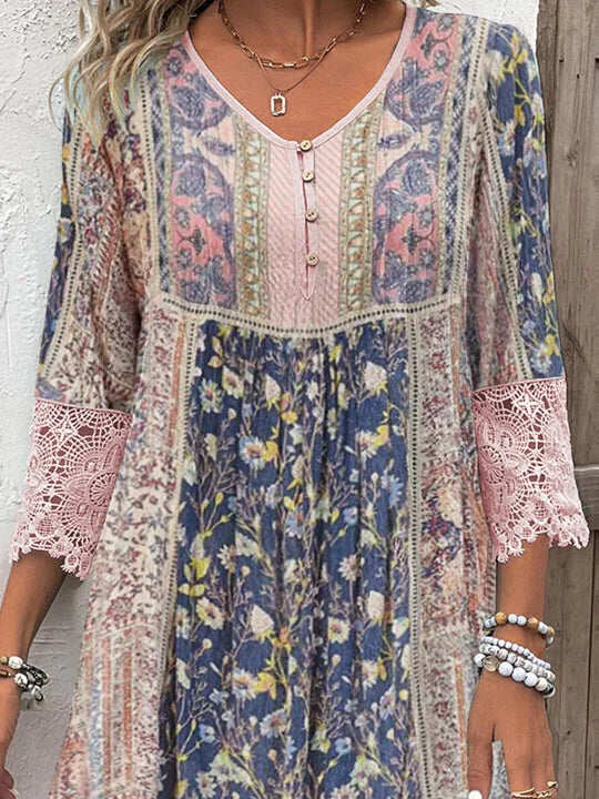 Greta™ | Boho-klänning med fina spetsdetaljer