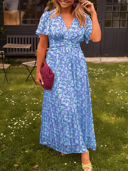 Sofia™ | Maxiklänning med V-ringning och Blommönster